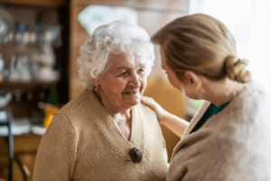 Caregiver providing compassionate support at home